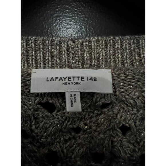 LAFAYETTE 148 New York mink Sequin Infinity Cable Metallic Sweater  Size XS - Picture 4 of 8
